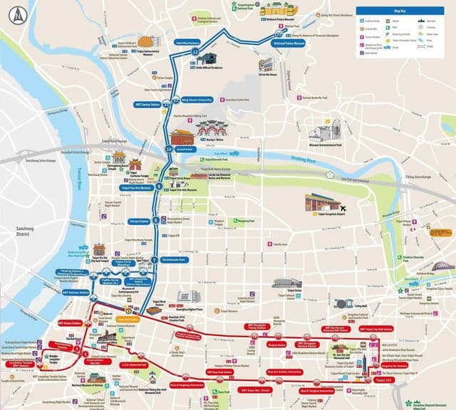Taipei Hop On Hop Off bus tours map
